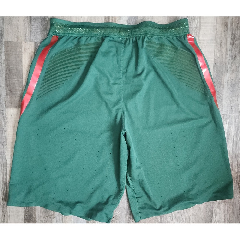 Nike Basketball Shorts Mens 42 Green Yellow Red Perforated Performance 597135 - Picture 7 of 7